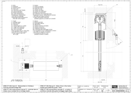 KR80 (P1160) Actionnement manuel G - motorisé dans le linteau creux coulisse fixe à montage rapide