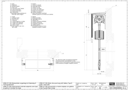 KR80 (P1160) Motorantrieb vorgehängt mit Galerietyp 8 Führung fest breit