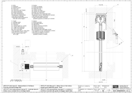 VR70 (P1144) Actionnement manuel G - motorisé dans le linteau creux coulisse fixe à montage rapide