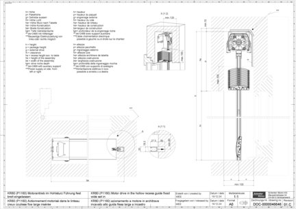 KR80 (P1160) Actionnement motorisé dans le linteau creux coulisse fixe large insérée