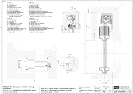 MV90 (P1171) Motorantrieb im Hohlsturz Führung eingelassen