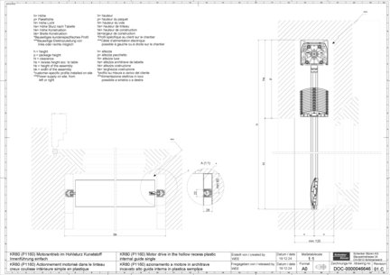 KR80 (P1160) Actionnement motorisé dans le linteau creux coulisse intérieure simple en plastique