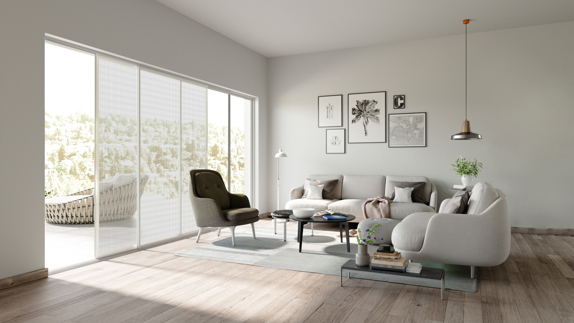 Fliegengitter und Insektenschutz als Schiebetür im Wohnzimmer